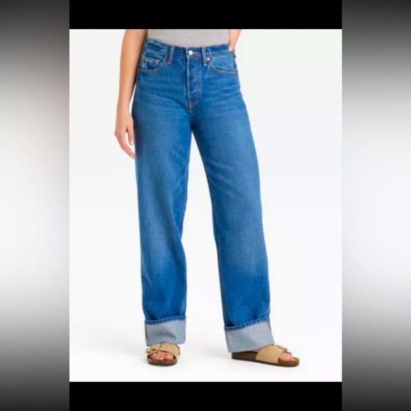 Universal Thread 90's baggy jeans, cuffed, mid-rise, Size 10R, Dark Wash, NWT - Picture 1 of 6